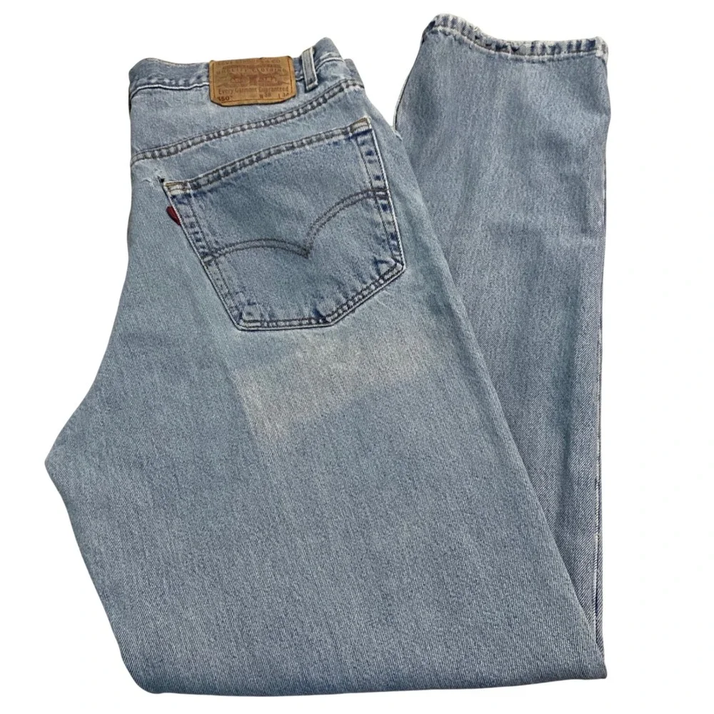 Levis 550 Relaxed Fit Jeans Mens 38x34 Light Wash Denim Blue 00550-4891 Vintage